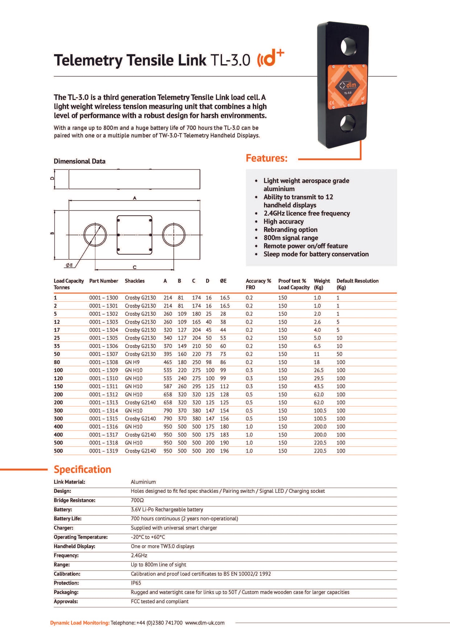 DLM Telemetry Tensile Link TL-3.0